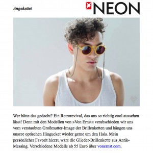 VONERNST im Neon Magazin Angekettet Brillenkette Brillenband